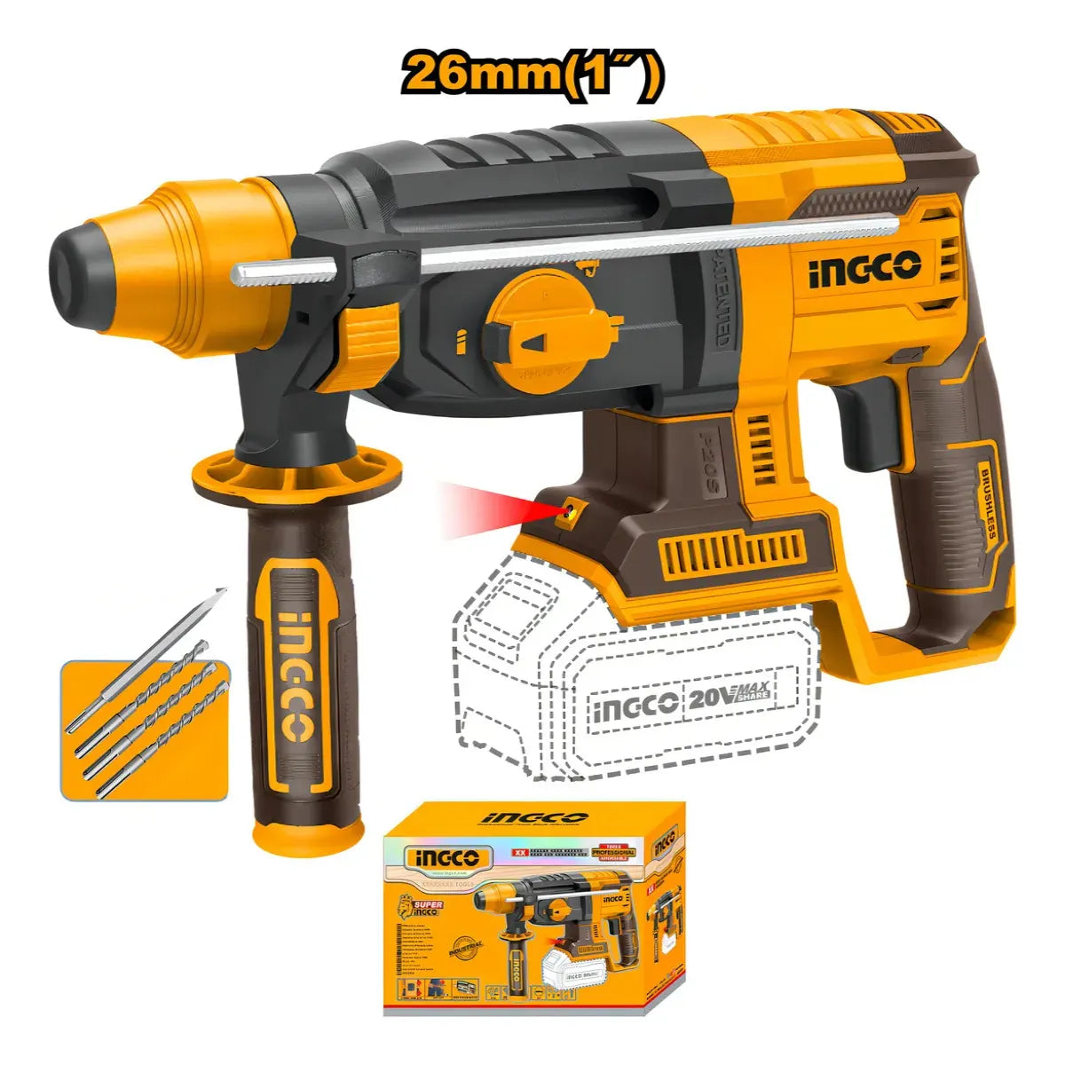 Rotomartillo Inalámbrico Industrial 2.5 Joule Sin Batería Sin Cargador