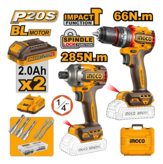 Oferta Atornillador Impacto 285Nm + Taladro Percutor 66Nm 20v