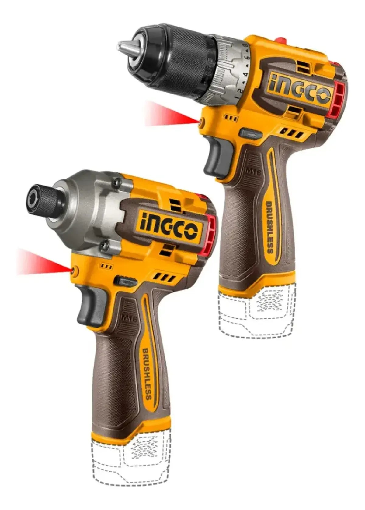 Kit Taladro+Atornillador de Impacto Motor Brushless Ingco