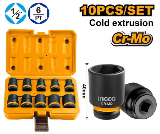 Set Dados  1/2 Llave De Impacto 10 Dados Nro 10 - 24