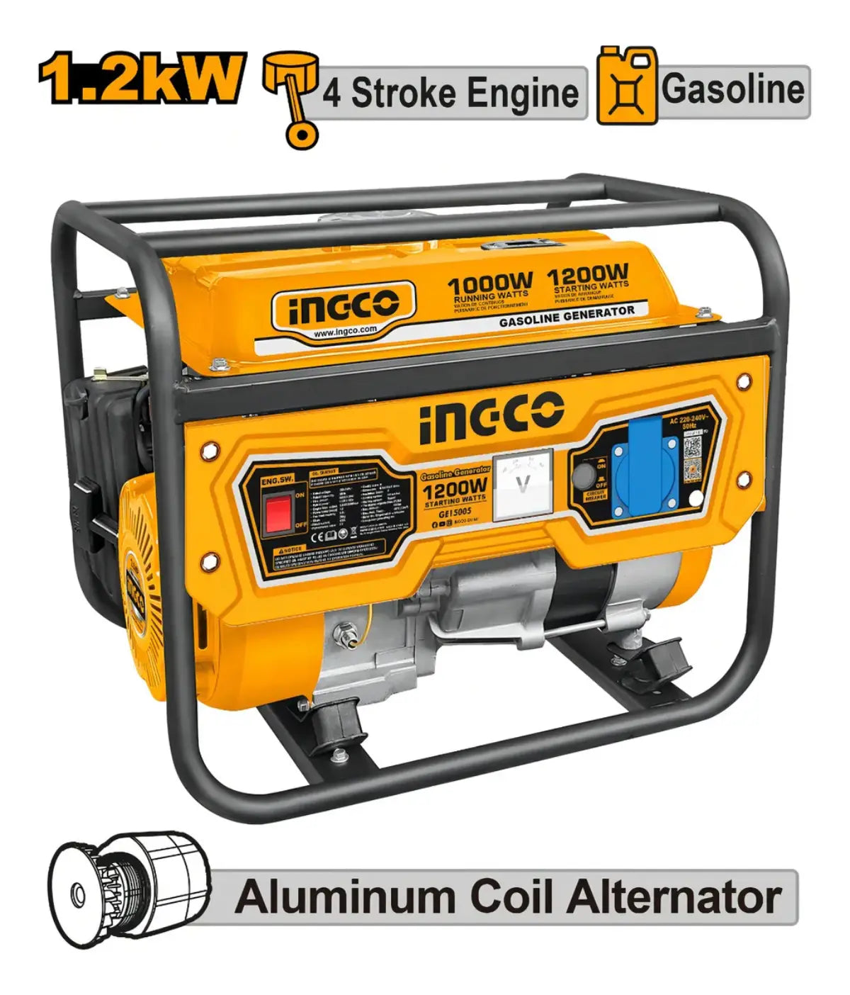 Generador a Gasolina 1.2 KW Monofásico