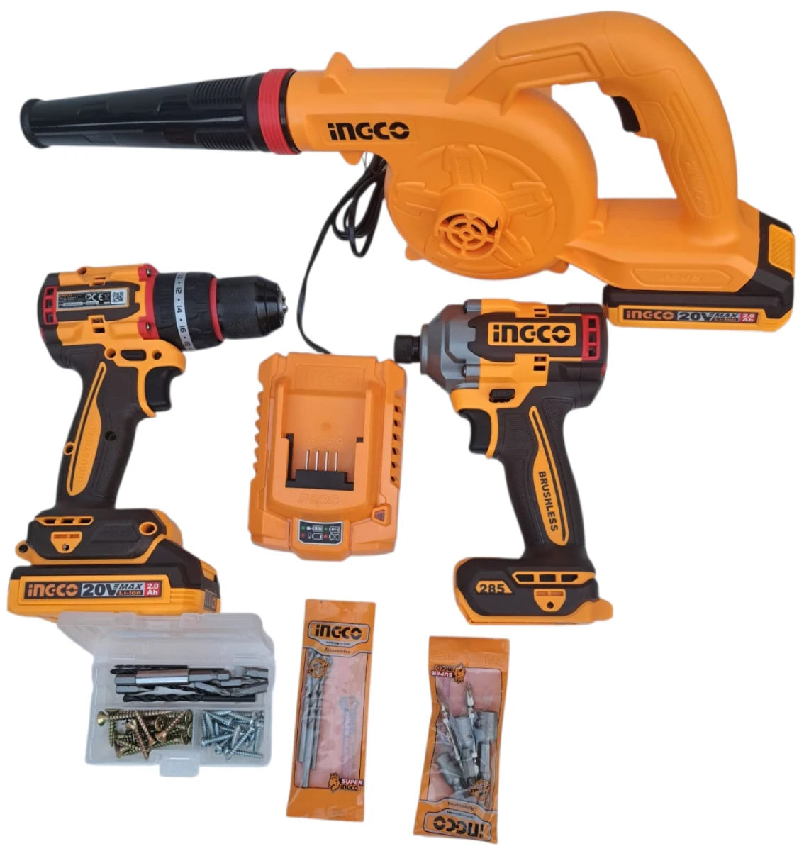 Taladro De Impacto, Destornillador Y Soplador Ingco De 20 V