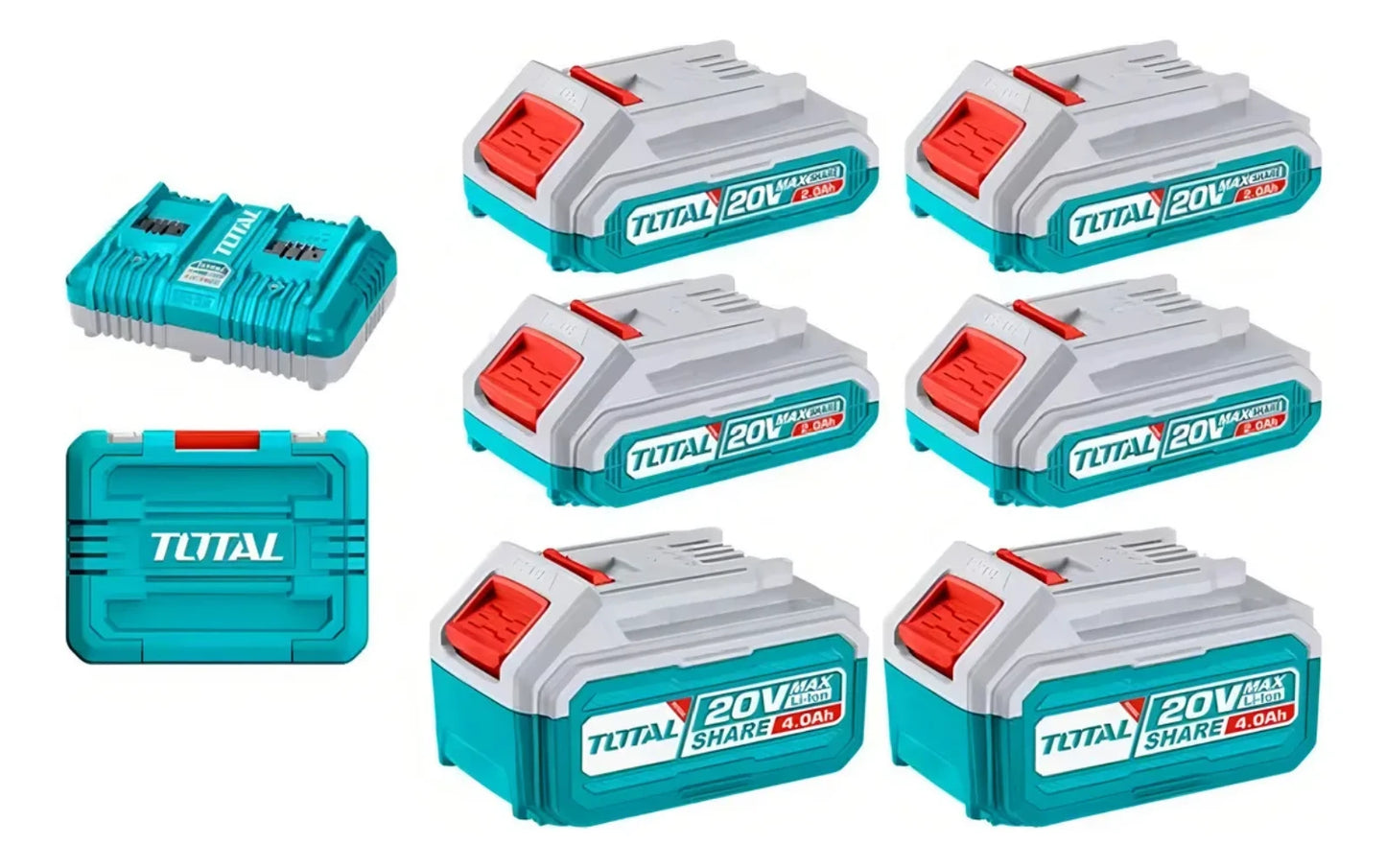 Kit Cargador Doble + 6 Baterias 20v