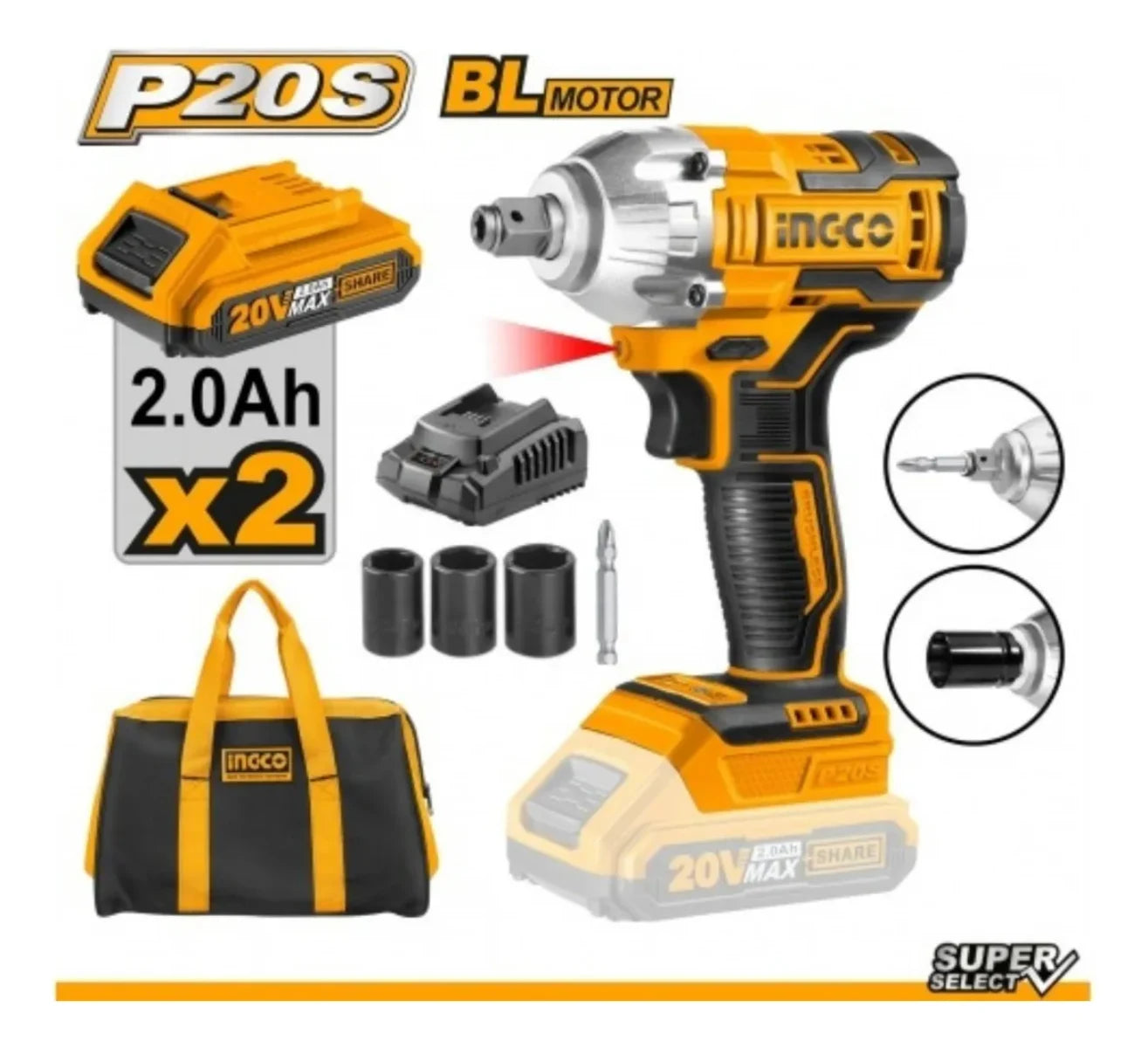 Llave de Impacto 2 en 1 con Adaptador Para Usar Como Atornillador De Impacto