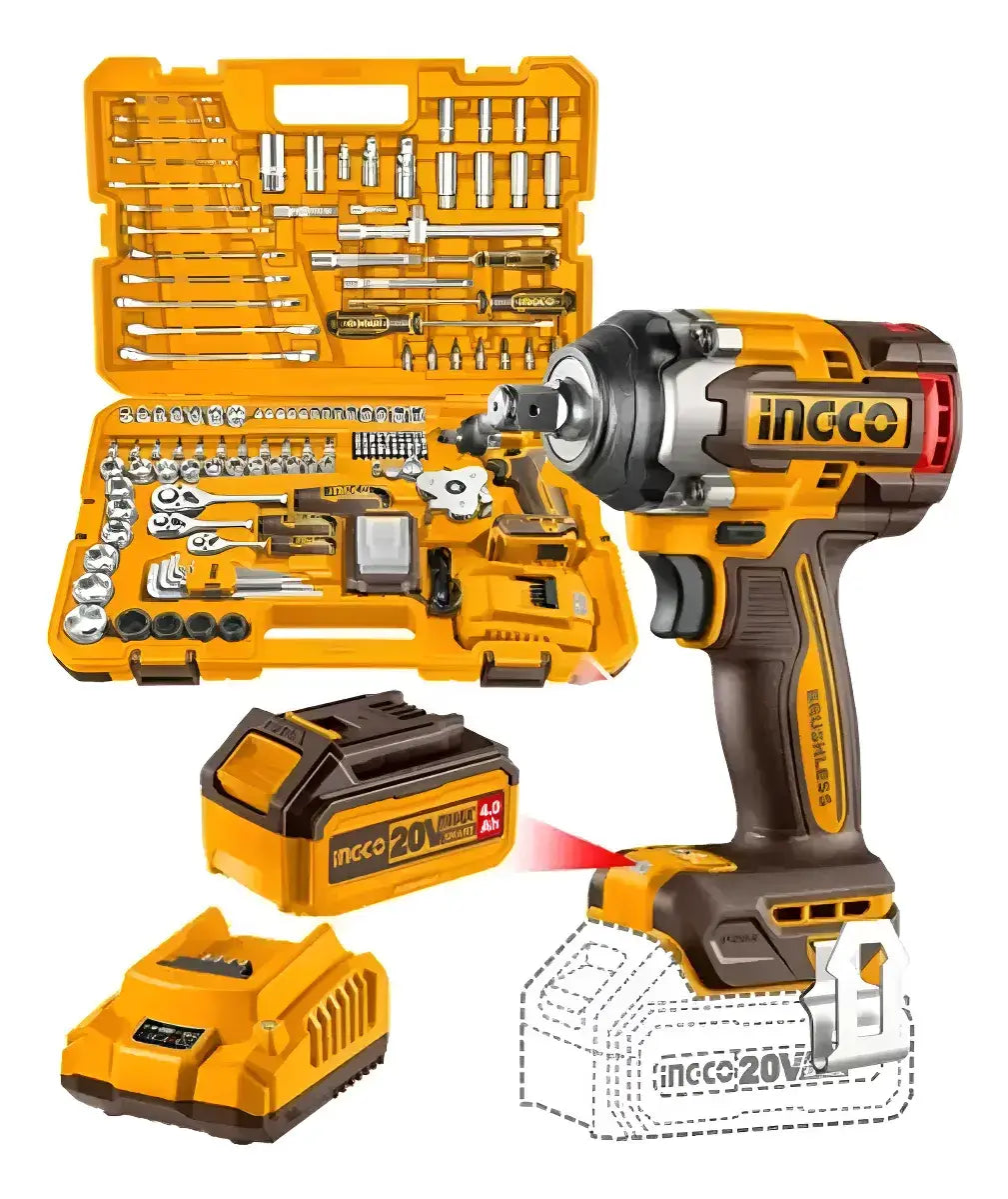 Kit Herramientas + Llave De Impacto 500Nm + Bat 4.0Ah- Ingco