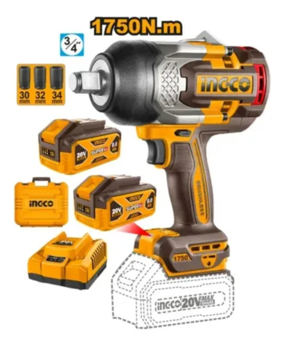 Llave Impacto Inalámbrica 1750 Nm Amarillo 50hz/60hz
