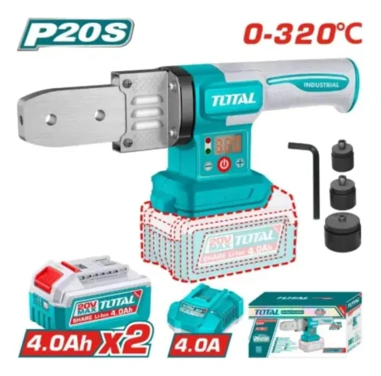 Termofusora Inalámbrica 20v Con Baterías y Cargador