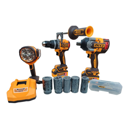 Kit  3 Piezas Taladro 166nm+ Llave 400nm+ Linterna