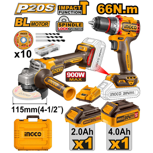 Set Taladro Y Esmeril Inalambrico 20v Ingco Ckli20273