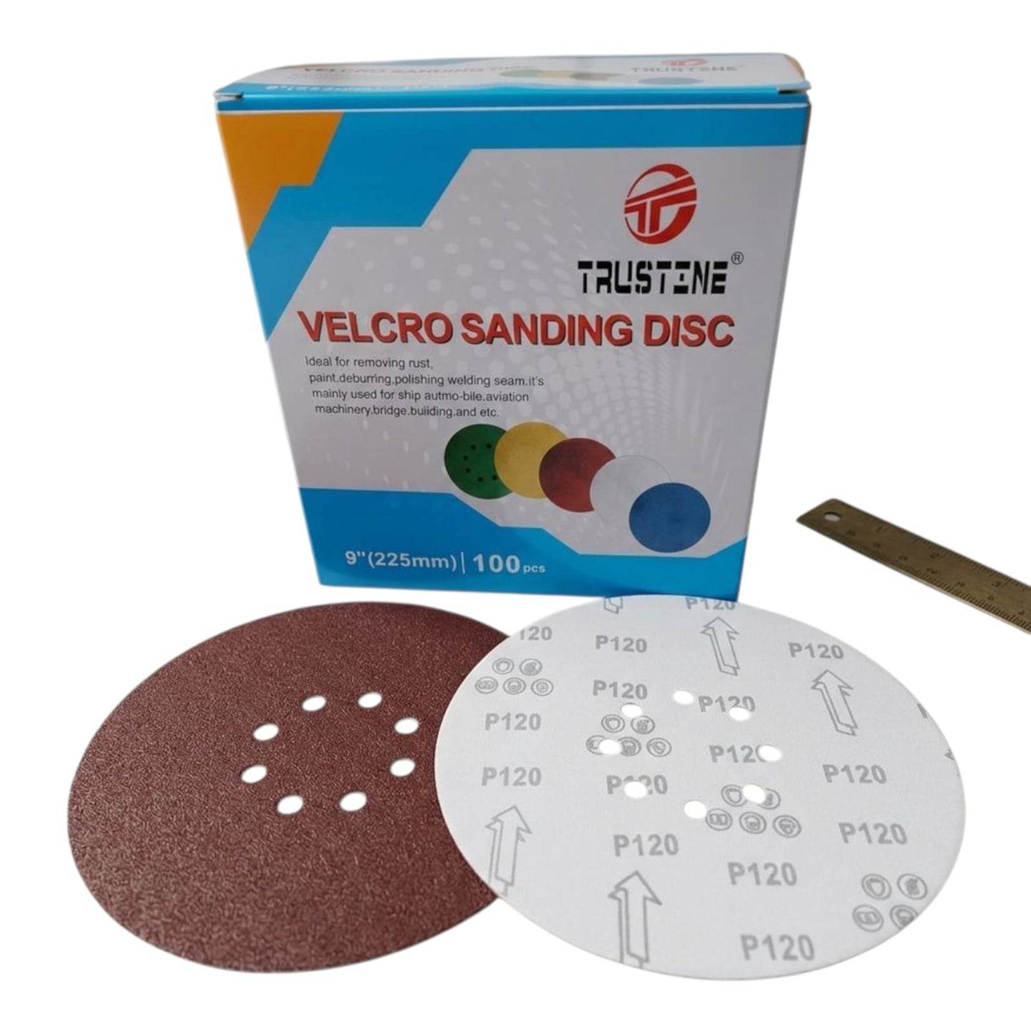 Lijas Velcro 225mm 9 pulgadas  100uds.8 Hoyos  Grano 100
