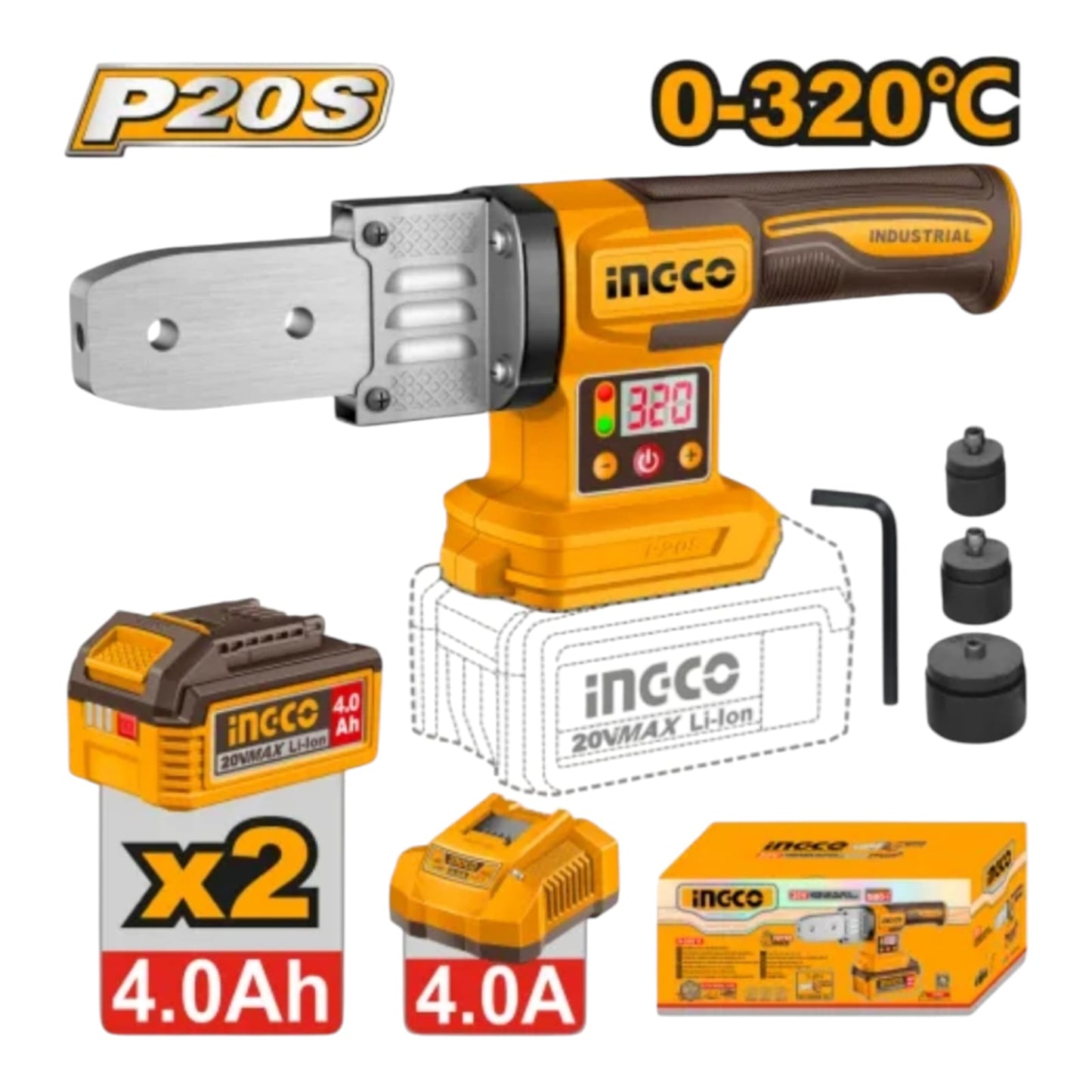 Termofusora Inalambrica Para PPR 20v Ingco - Bateria de 4.0Ah+ Envio Gratis